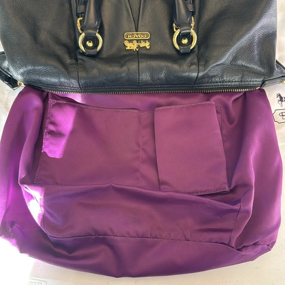 Coach Black Leather Satchel with Gold Hardware